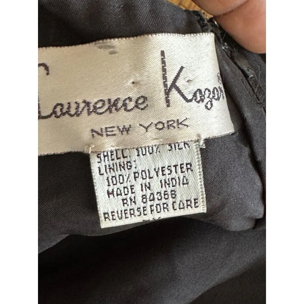 Vintage Laurence Kazar New York Silk Blue Beaded Sequins Sz 5X Party Evening Top - Image 4