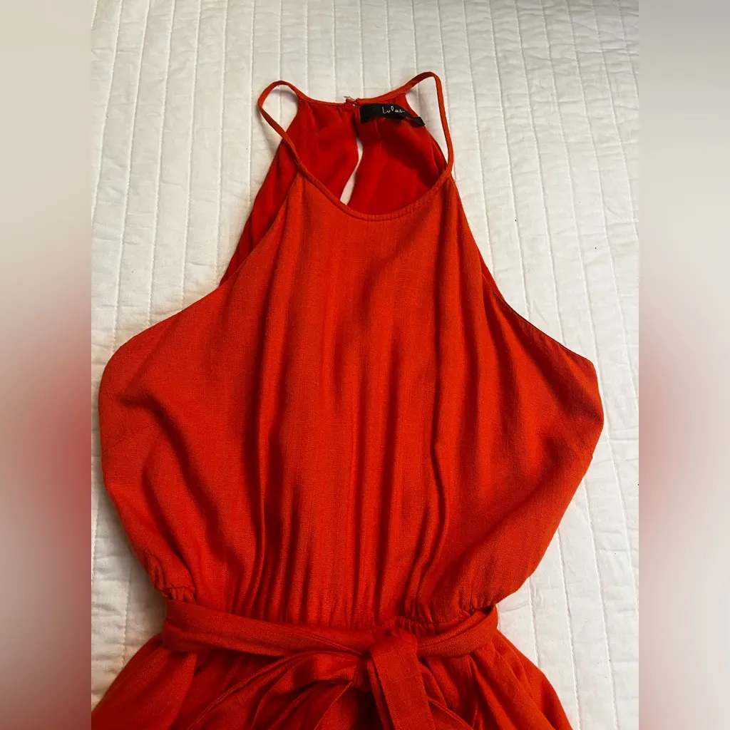 Lulus Bright Expression Orange Faux-Wrap Ruffled Midi Dress - Image 8