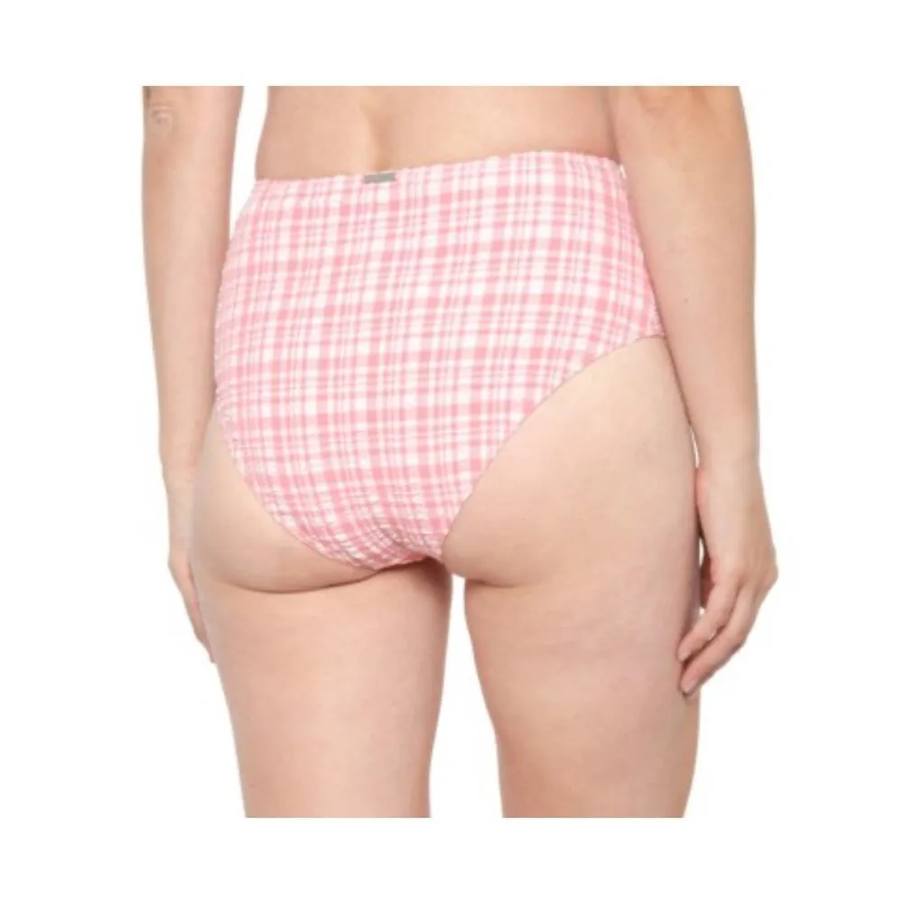 Billabong Small (8) Hi Retro Swim Bottoms High Waisted Lined Plaid Pink Tide New - Image 5