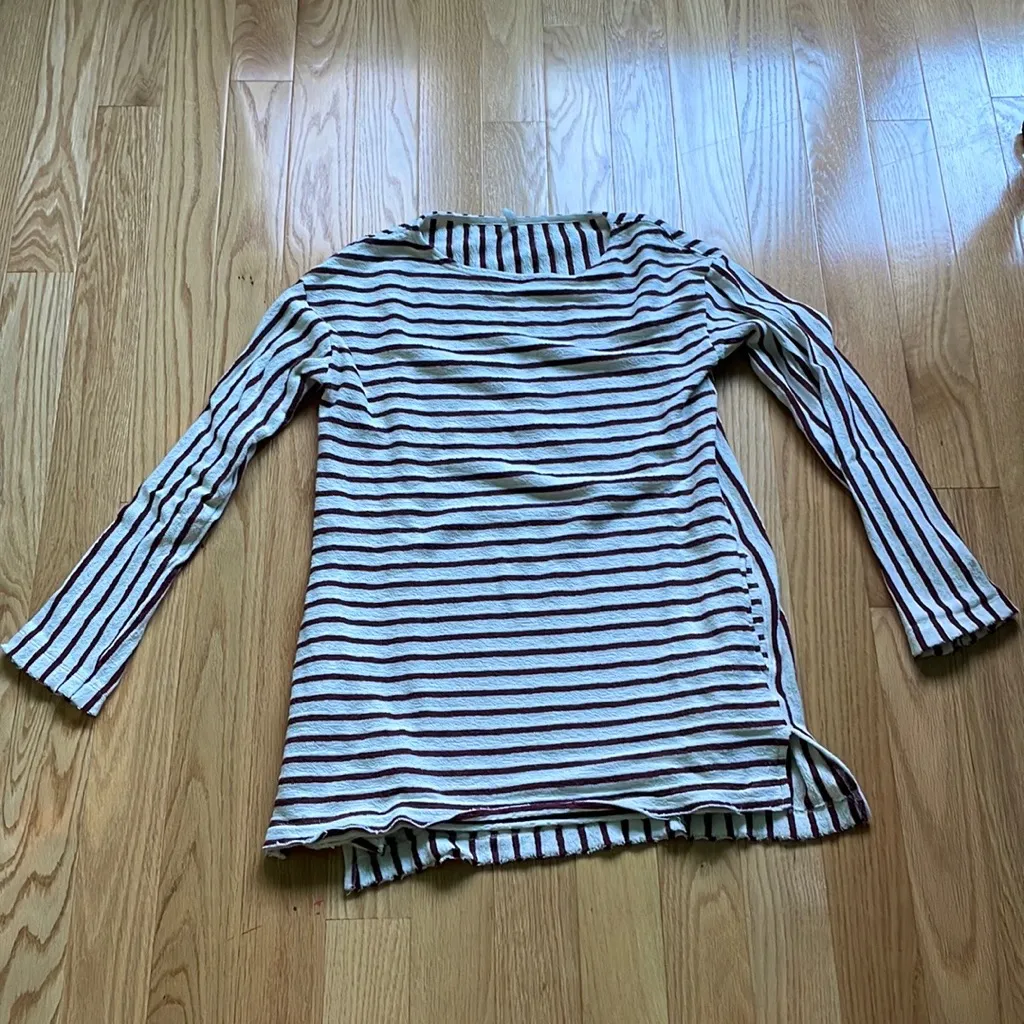 Intimately Free People Come On Over Tunic Dress Cotton White Red Striped Size S - Image 3