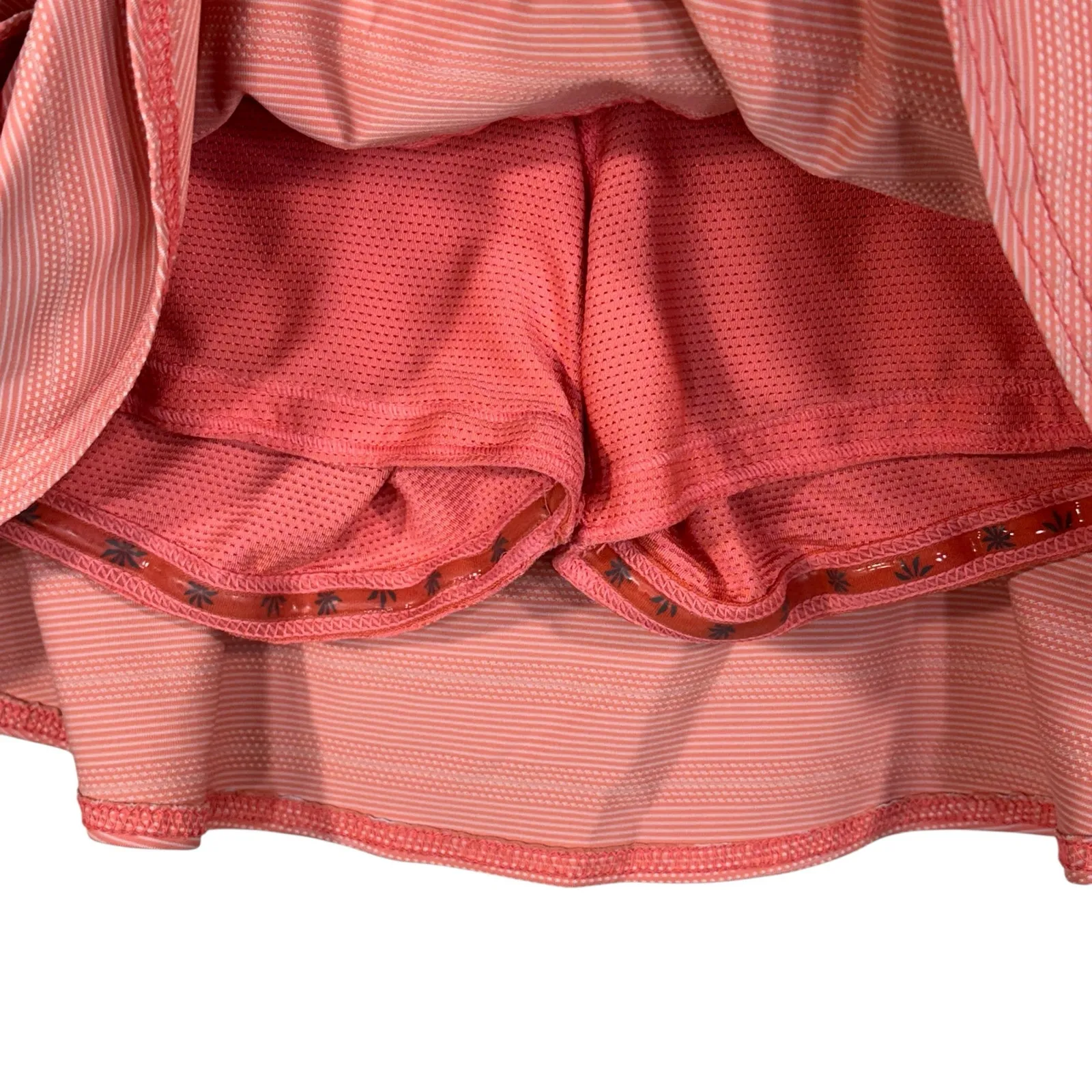Athleta Small Swagger Tiered MIni Skort Ruffled Stretch Pull-On Dot Stripe Coral - Image 2