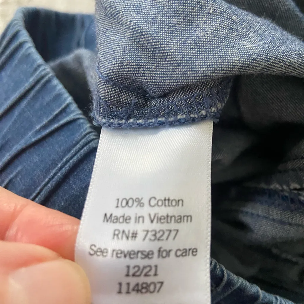 Croft & Barrow Wide Leg Pull On Chambray Cropped Pants Size Small Coastal Beach - Image 5