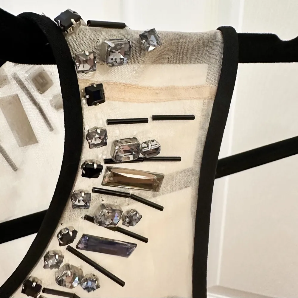 NWT L.K. Bennett Black Narni Sheer Mesh Jeweled Neckline Sleeveless Shift Dress - Image 7