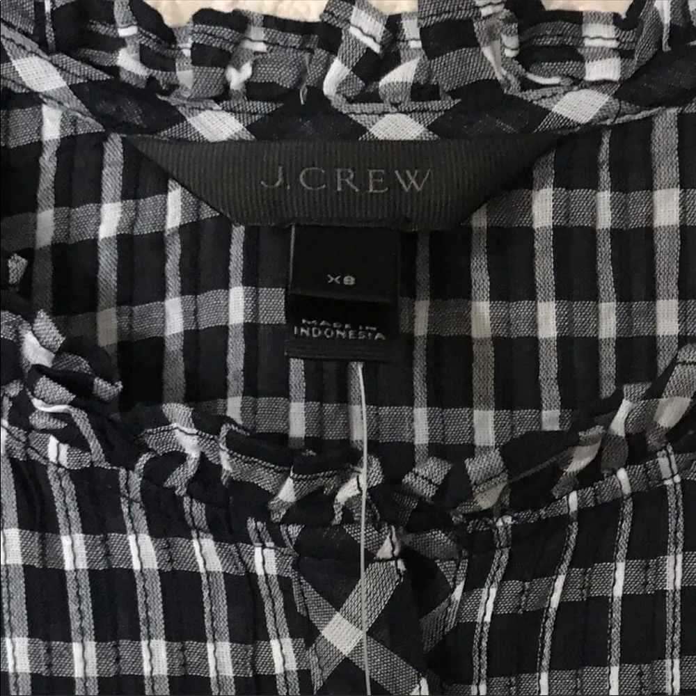 J. Crew Gingham Pleated Bib Ruffle Trim Shirt - Image 6