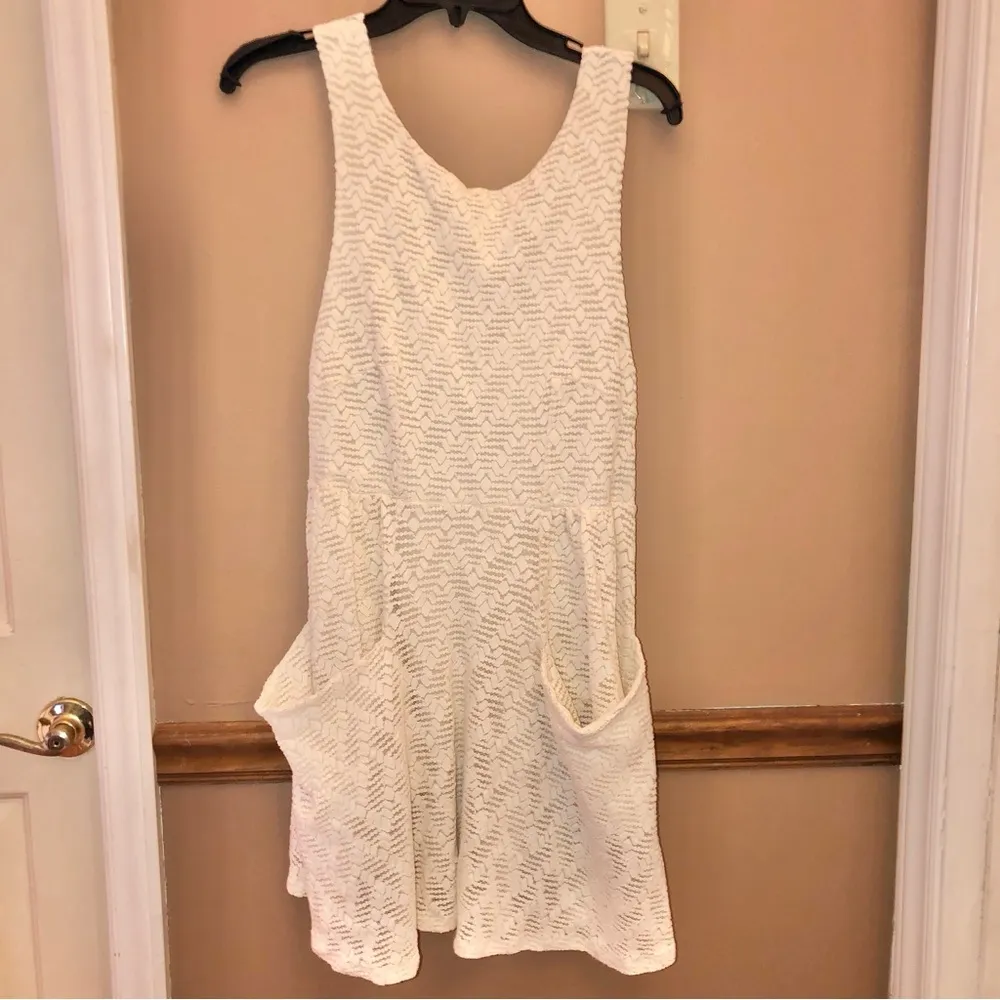 Free People Poppy Lace Pocket Mini‎ Dress Cutout Back Cream Medium - Image 3