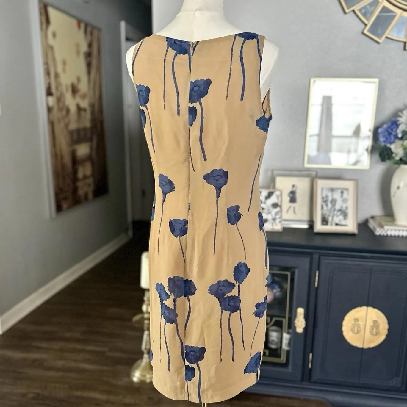 Women’s Tan & Blue Dress Mid - Image 2