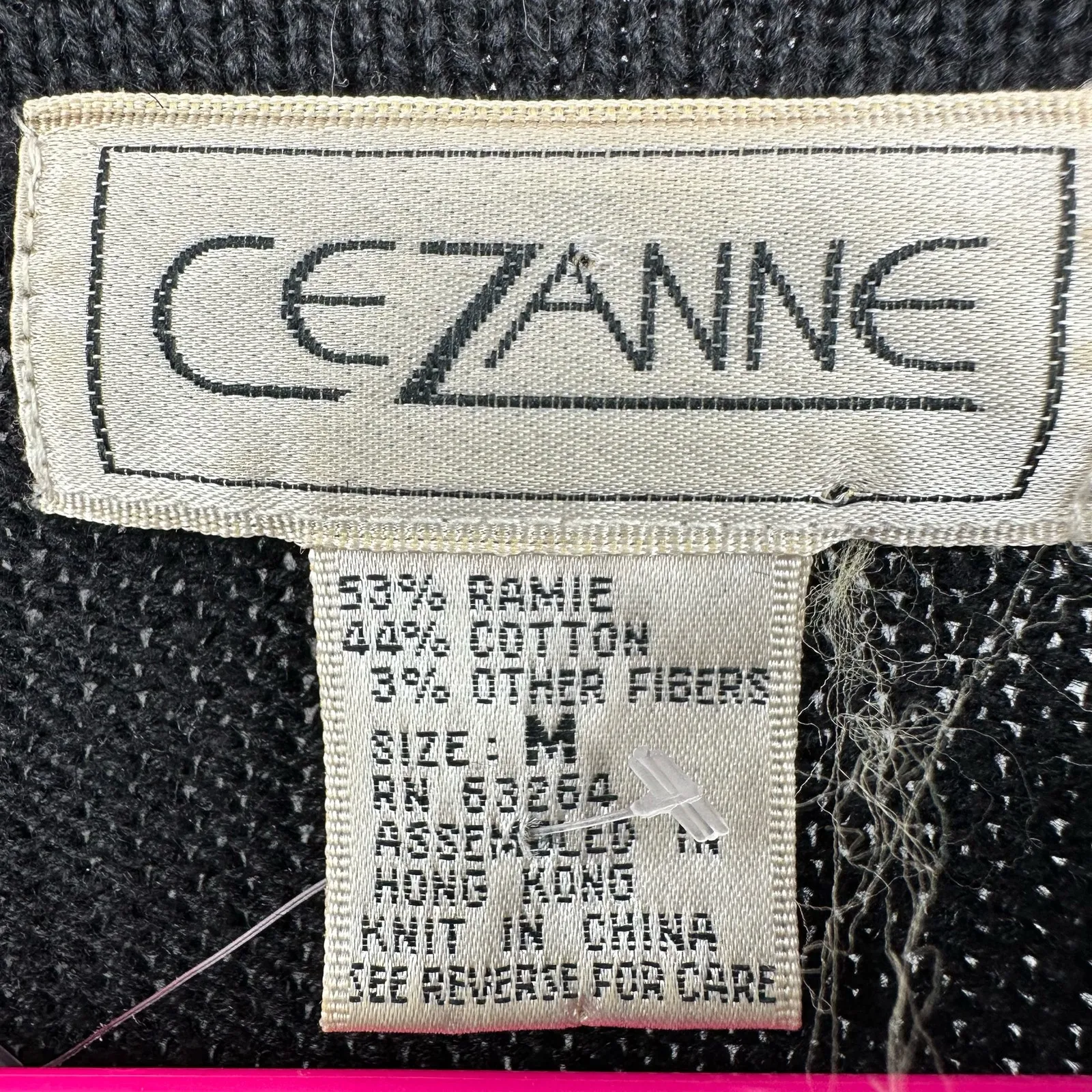 Cezanne Size Medium Sweater Black Gold Stripe Chunky‎ Knit Pullover Winter Ramie - Image 4