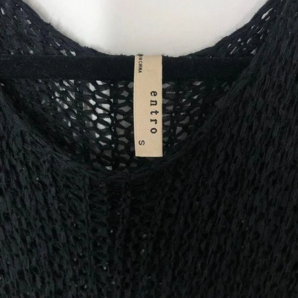 Entro Crochet Open Knit Sweater Lace Hem Tunic Mini Dress Boho Western - Image 4