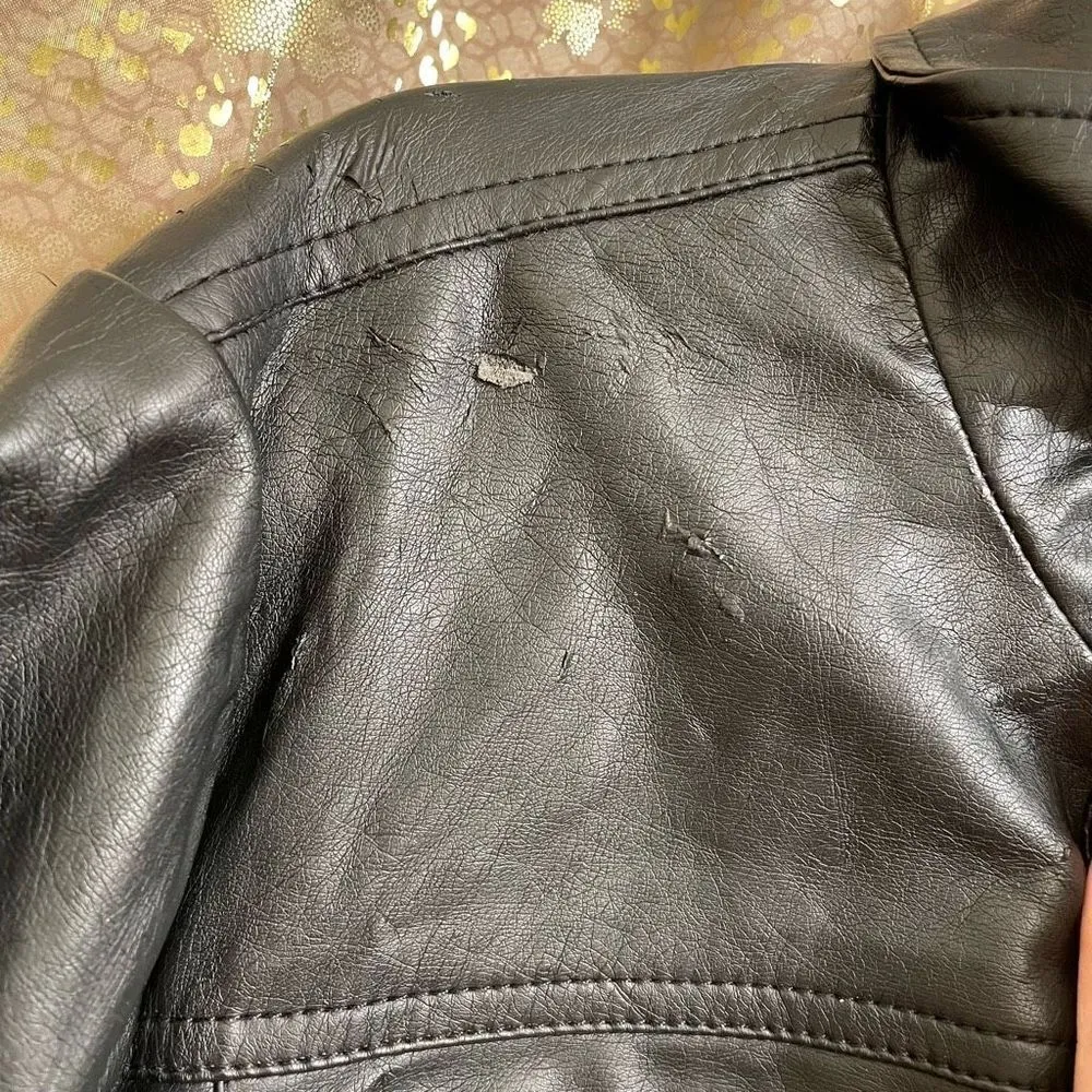 Torrid Black Gray Mixed Media Faux Leather Hooded Moto Jacket, 1X 14/16 - Image 4