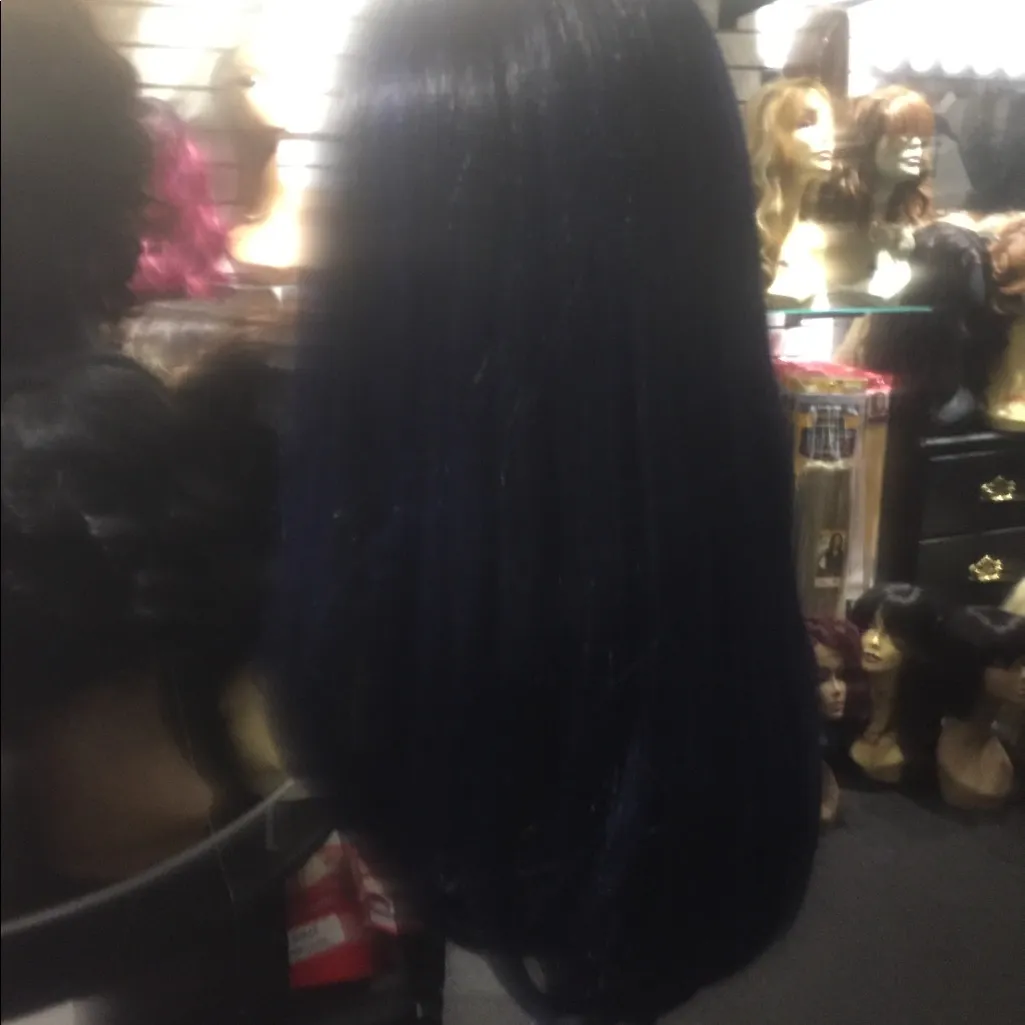 Wig Blue Black Long Lacefront middle Part Anime - Image 6