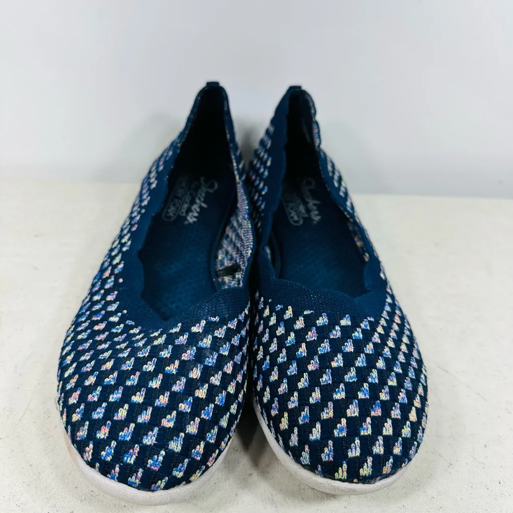 Skechers Womens Sz 10 Cleo Sport Confetti Sky Comfort Flat Shoes Navy - Image 3