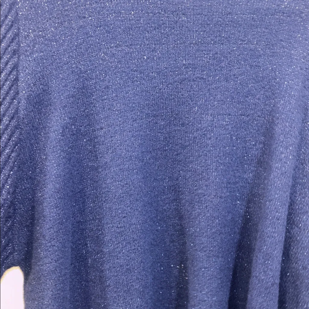 Nanette Lepore Midnight Blue Knit Top METALLIC THREADING THROUGHOUT 
PUFF L/S - Image 7