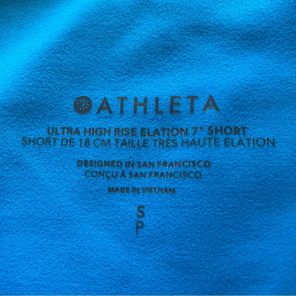 ATHLETA Ultra High Rise Elation 7” Short Size Small Blue Biker Fitted VEUC - Image 3