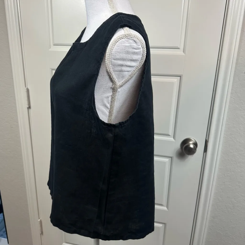 Quince Classic Black Minimalist Casual 100% European Linen Tank Size Medium - Image 3