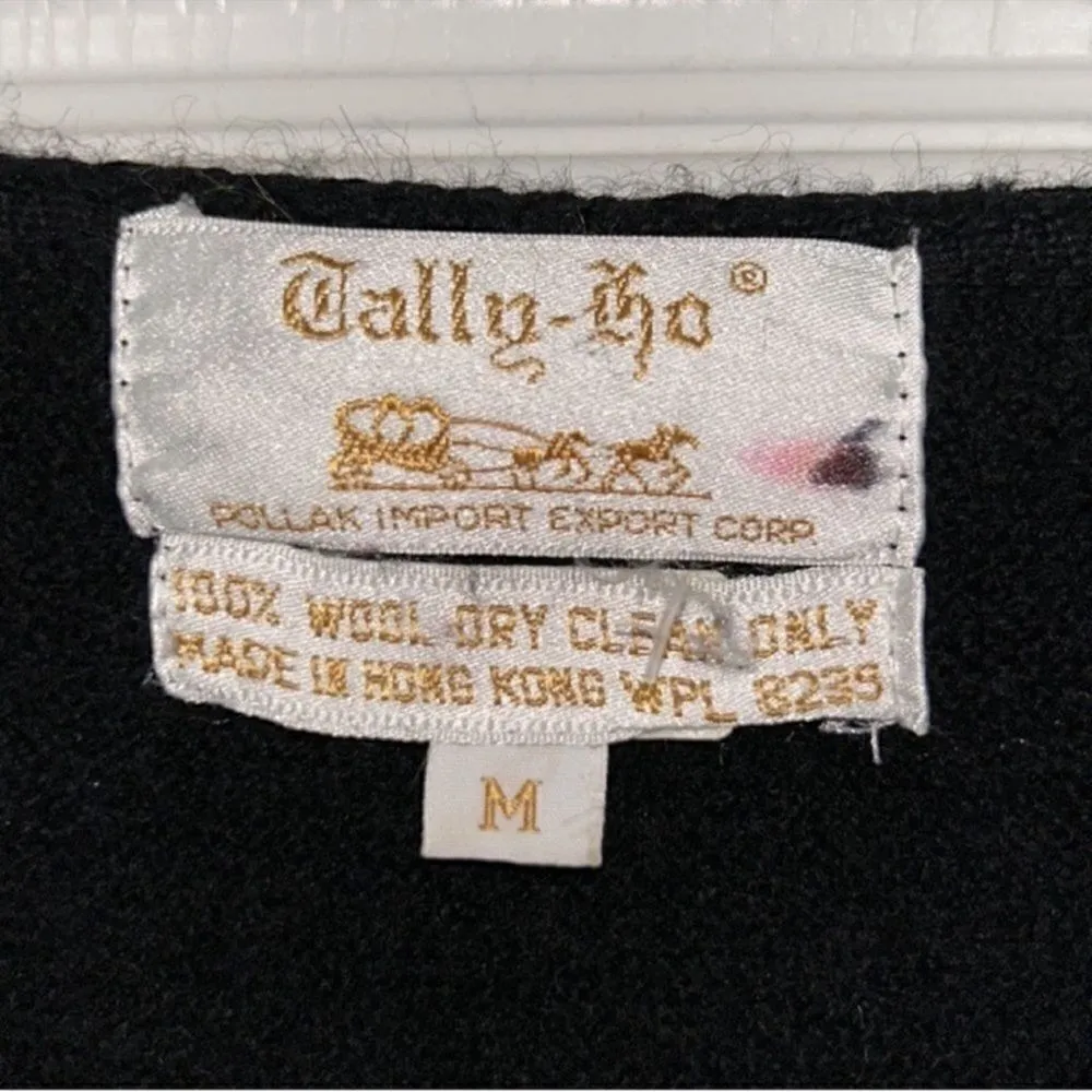 Tally Ho Black Wool Vintage Jacket(Size M) Black Size M - Image 4