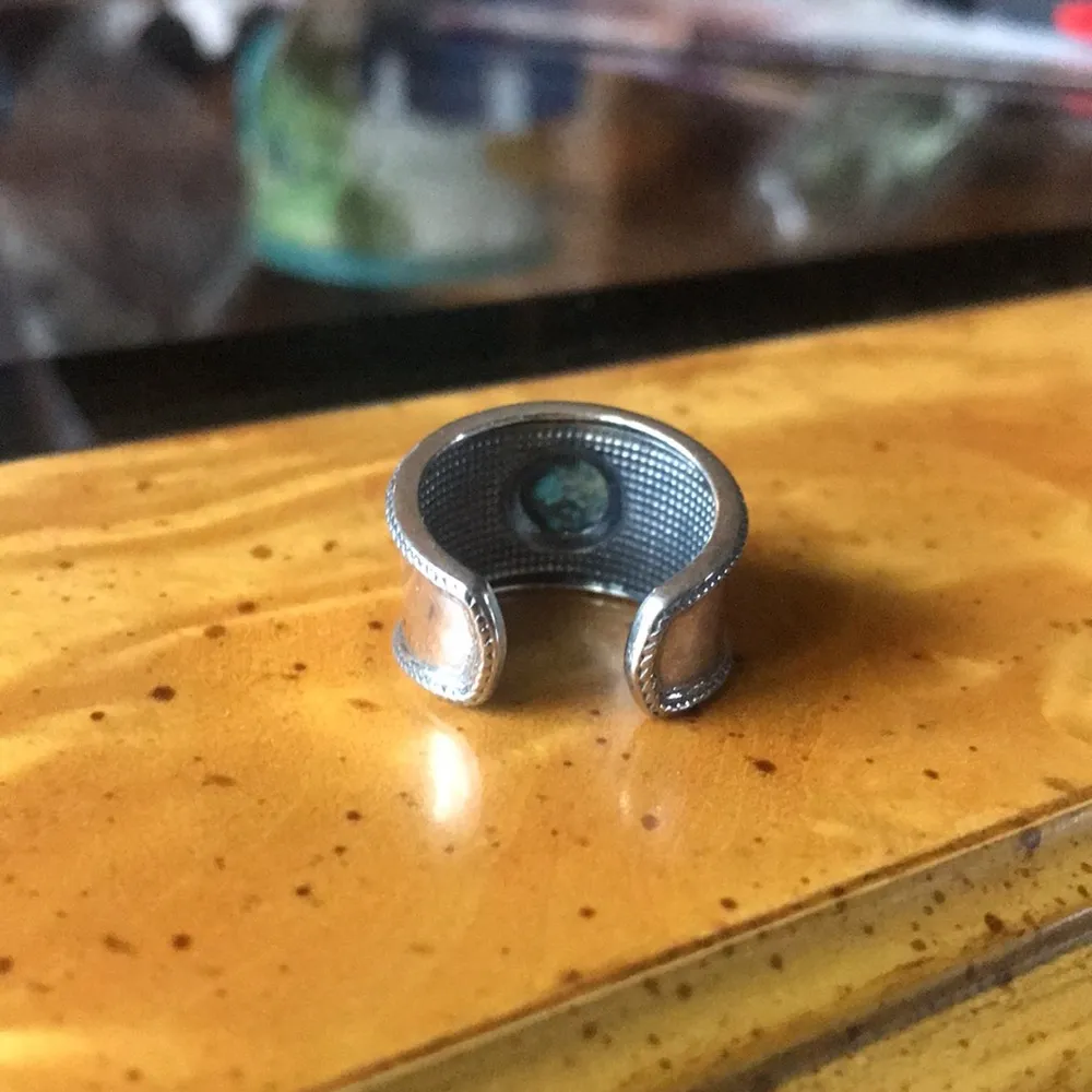 Genuine Blue Moon Turquoise Sterling Silver Ring Size 6 - Image 4