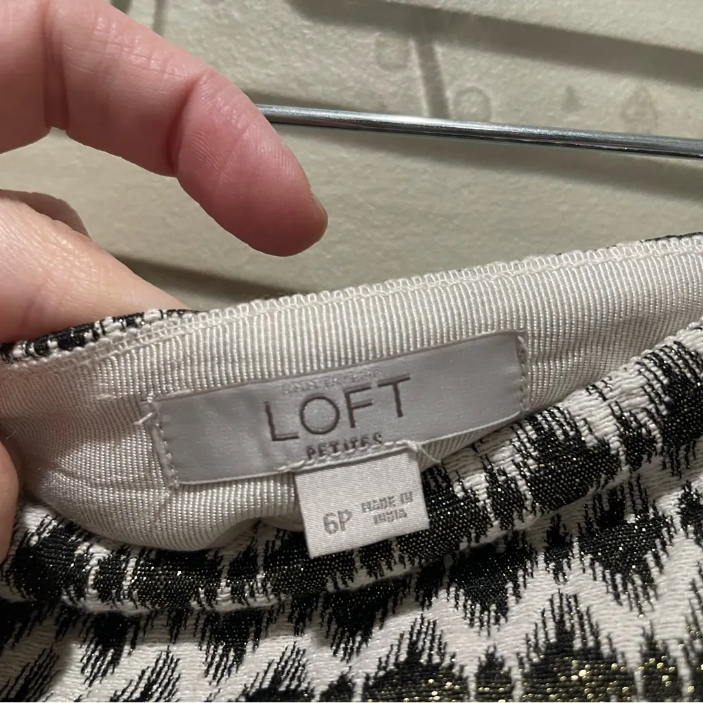 Loft Petites Black White Good Metallic Jacquard Skirt Women’s Size 6 Petite - Image 7
