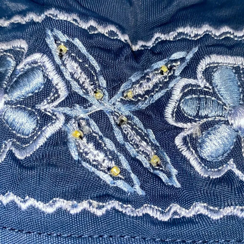 Didi Blue Capri Lounge Pants with Embroidery - Image 4