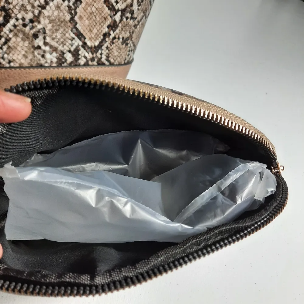 Women's Mini Handbag Tote Matching Makeup Bag Double Handles Faux Leather - Image 6