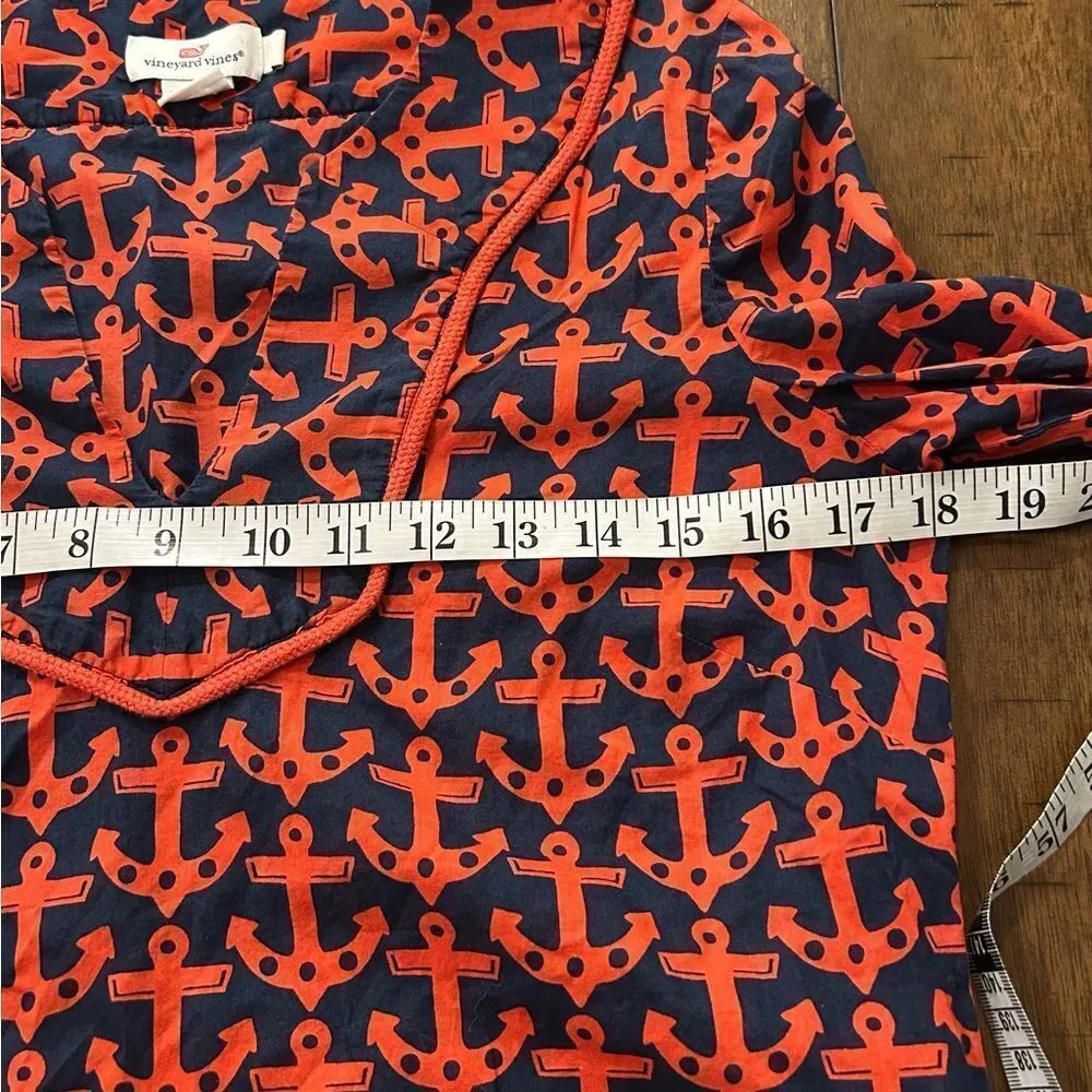 Vineyard Vines Red Blue Anchors 100% Tunic Top Rope Detail  Size Small - Image 4