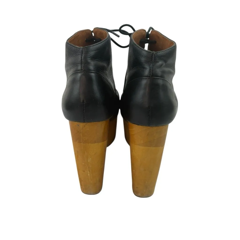 Ecote Platform Booties Womens 7 Black Leather Whimsigoth Grunge Witchy Wood Heel - Image 6