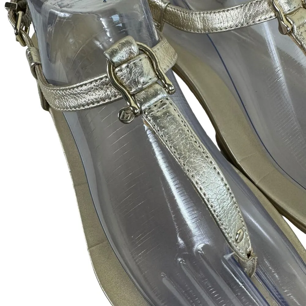 Sperry Top Sider Gold Buckled Ankle Strap Flat Flips Flop Sandals Size 9.5 - Image 2