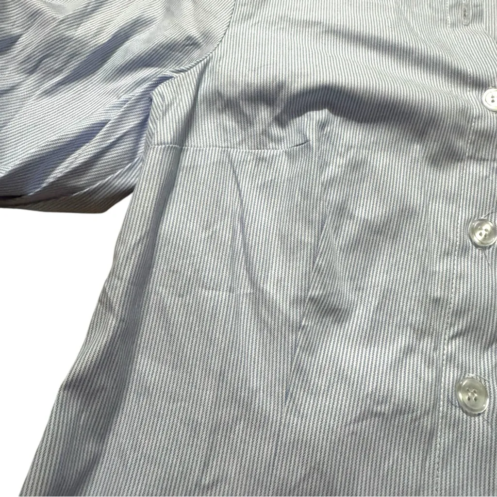 Mode Mischief Oversized Cinch Shirt Striped Cotton Button Down XS Long Sleeve White - Image 13