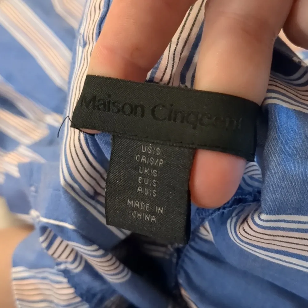 Maison cinqcent x  blue striped long sleeve blouse size small - Image 3