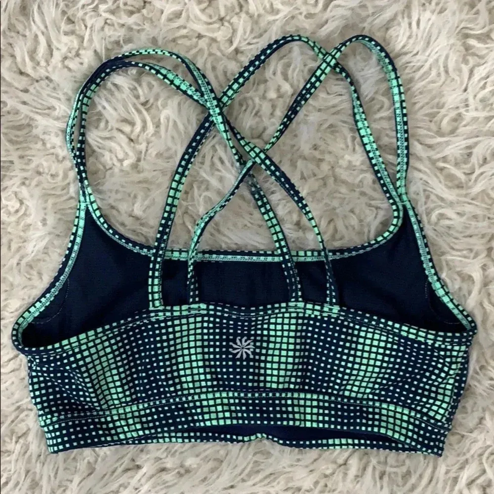 Athleta Teal & Navy Patterned Sports Bra Size S - Image 4