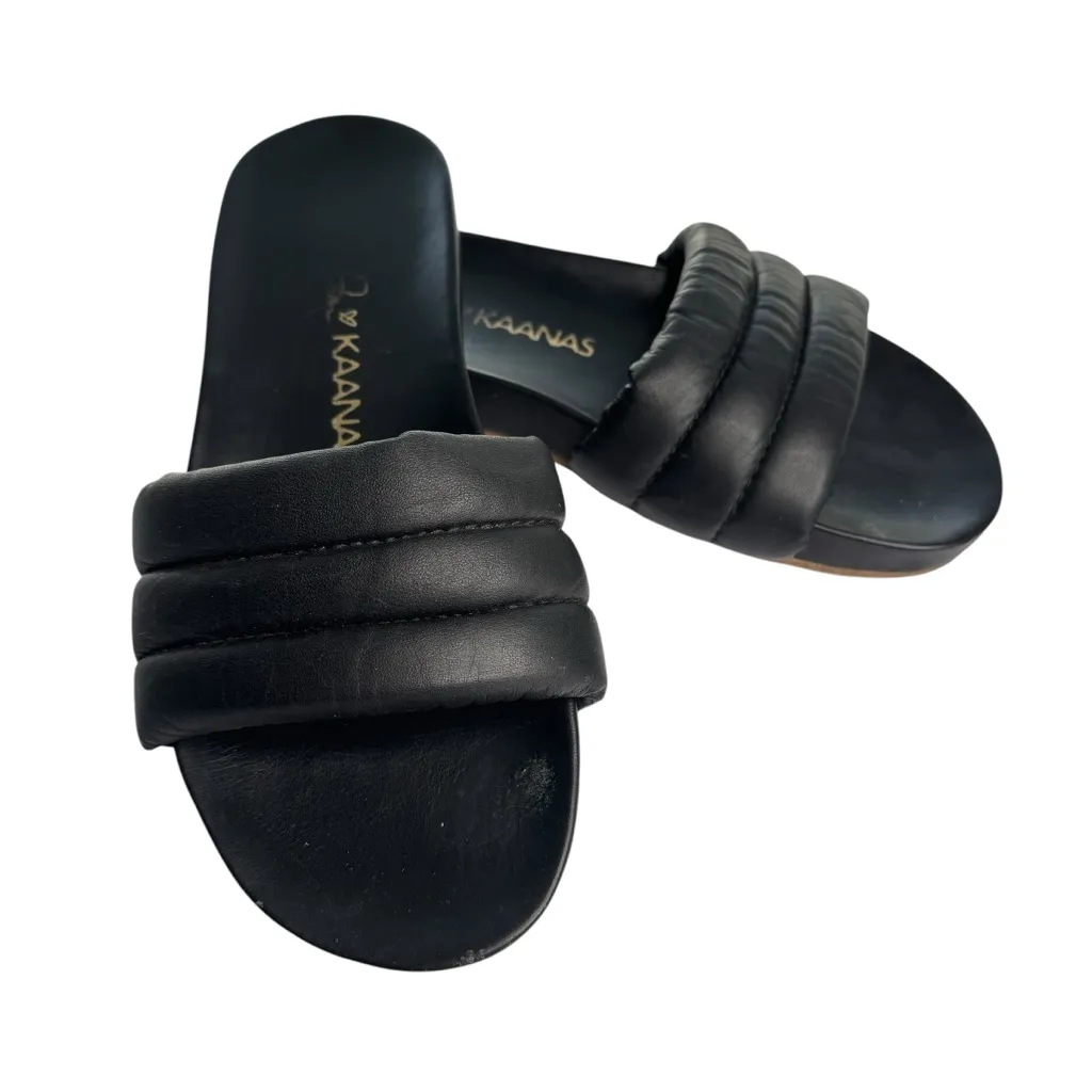 Kaanas x Jessie James Decker Black‎ Timor Cushioned Leather Slide Sandals Size 8 - Image 4