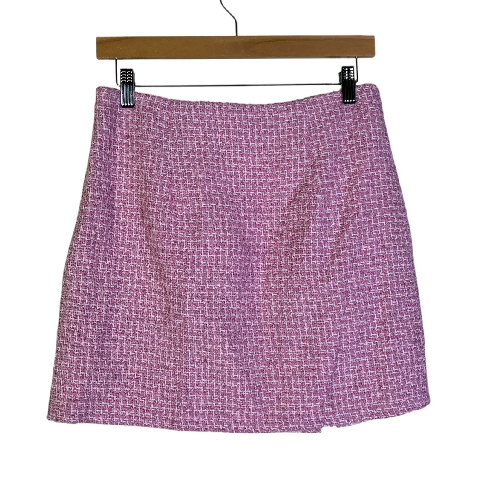 NWT Francescas Womens Preppy Tweed Mini Skirt Size M Pink Old Money Coquette Size M - Image 6