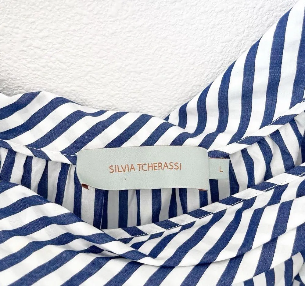 Silvia Tcherassi Parigi Shirt in Cobalt Stripes Blue Size L - Image 8