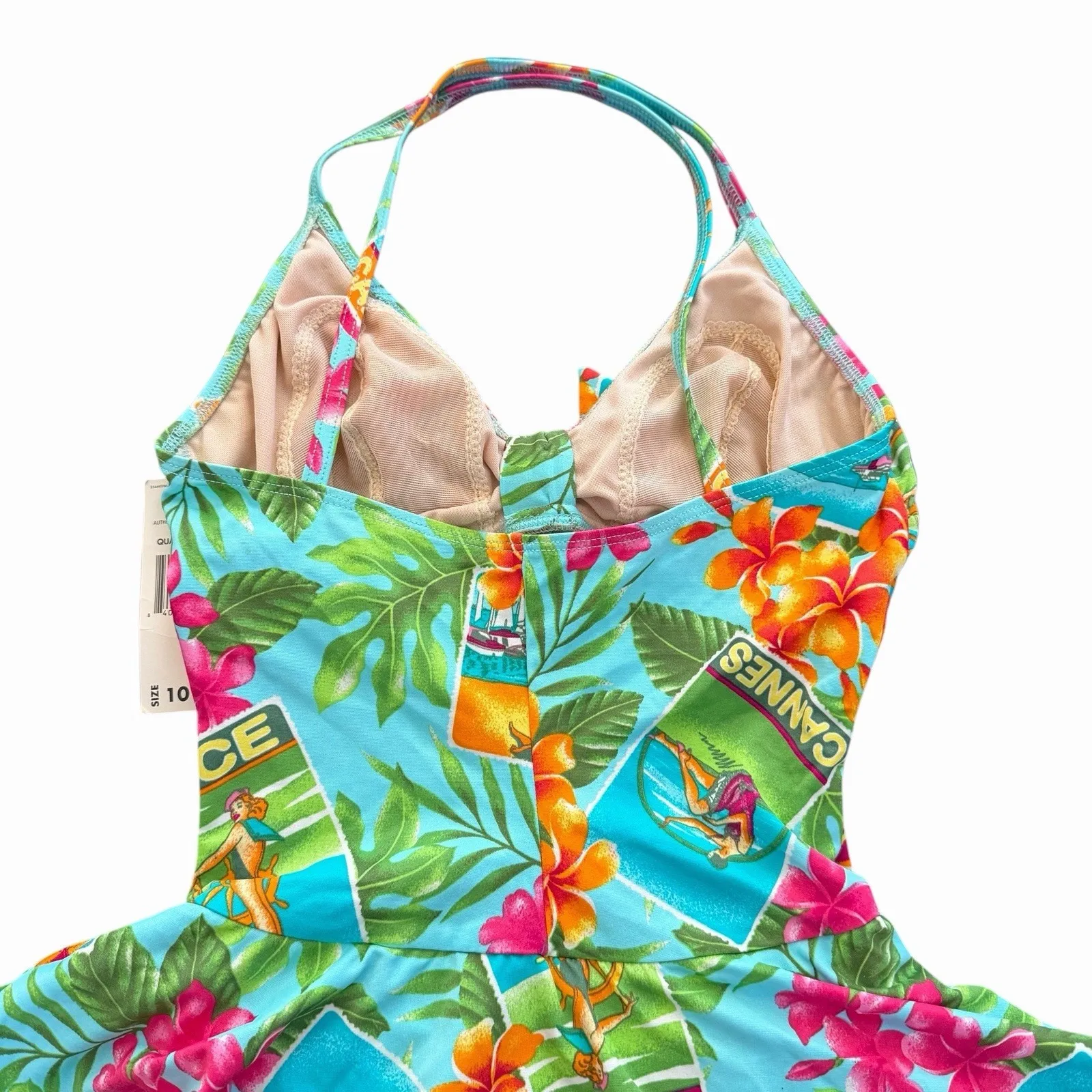 VTG 90s Kathy Ireland Womens Swimdress One Piece Size 10 Halter Pin Up USA Made - Image 8