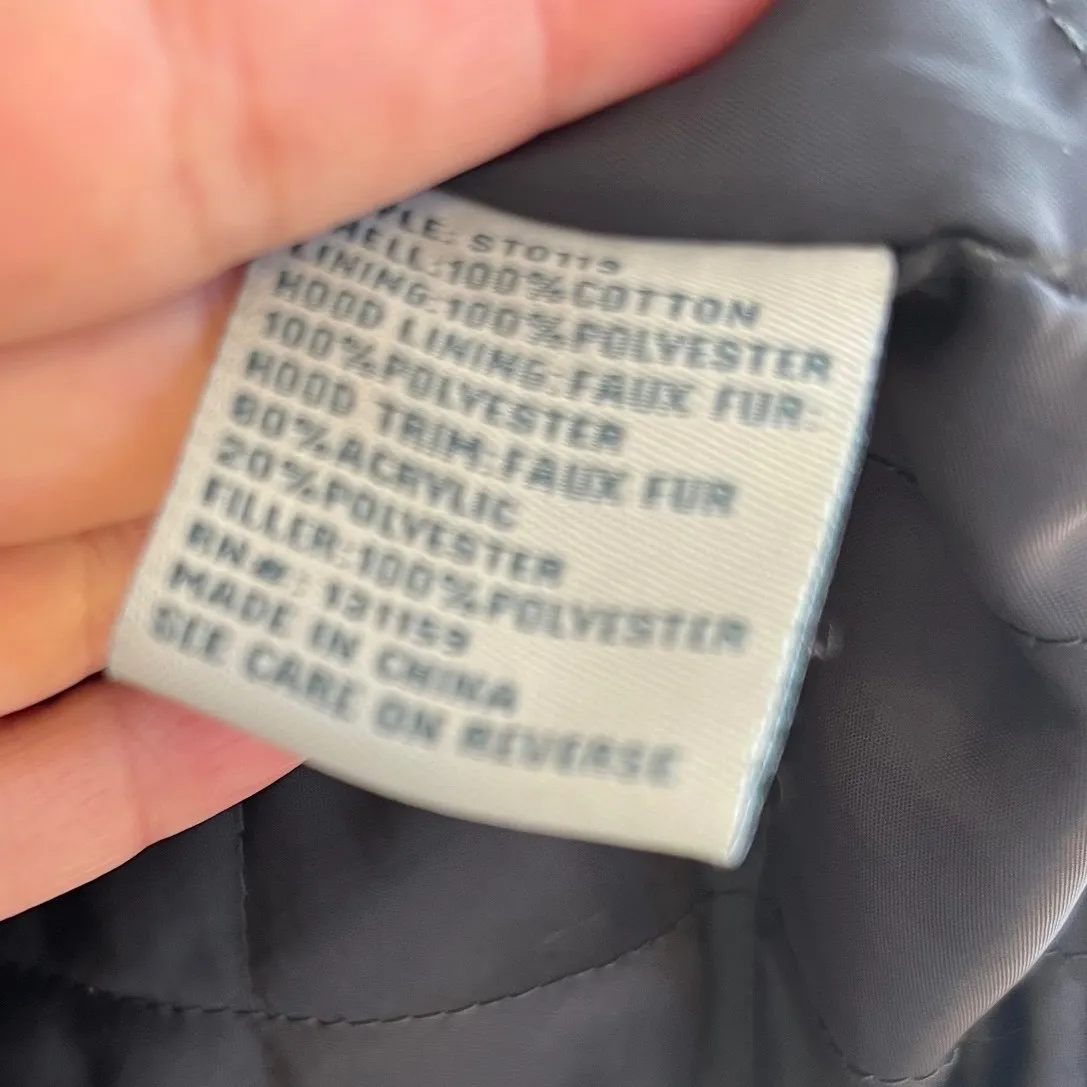 Sebby Grey Sherpa Lined Hooded Utility Jacket Womens Medium Drawstring Waist - Image 10