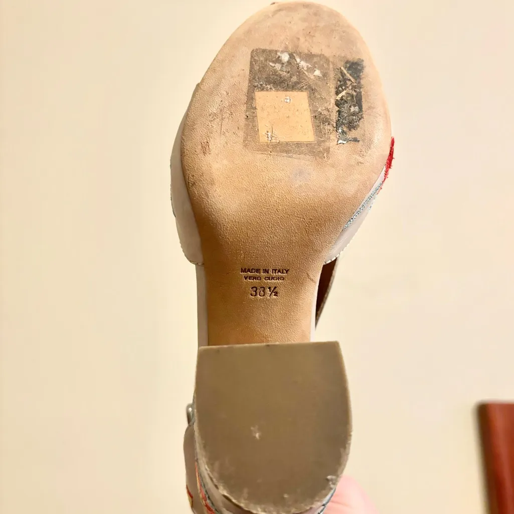 Laurence Dacade Paris Floral Embroidered Gladiator Heels Red Size 8.5 - Image 5