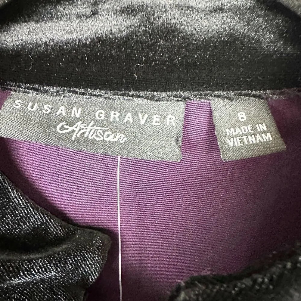 Susan Graver Artisian Stretch Peachskin Bomber Jacket Size 8 NWT Eggplant - Image 4