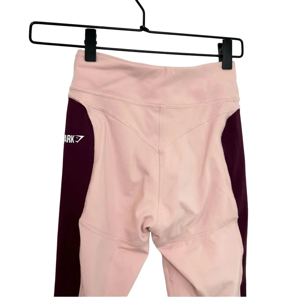 Gymshark Illusion Leggings Full Length Blush Pink Colorblock Size XS - Image 3