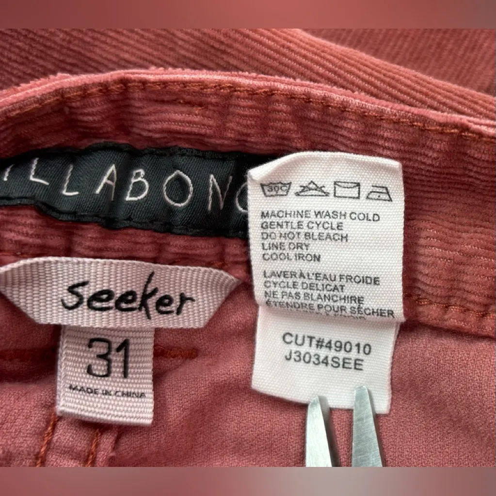 Billabong Seeker 31 Corduroy Dusty Pink Skinny Pants - Image 9