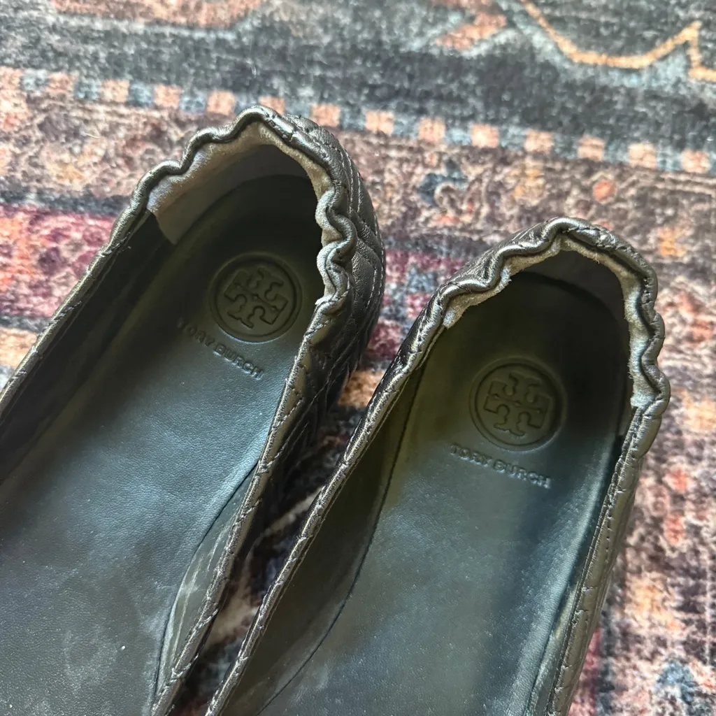 Tory Burch black quilted round toe flats Minnie travel slip on shoes - Image 7