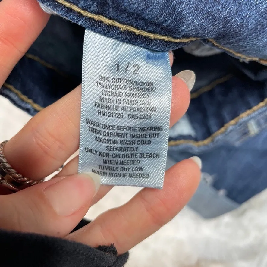 Aeropostale Womens Blue Denim Jean Shorts Cuffed Roll Up‎ Size 1 2 - Image 3