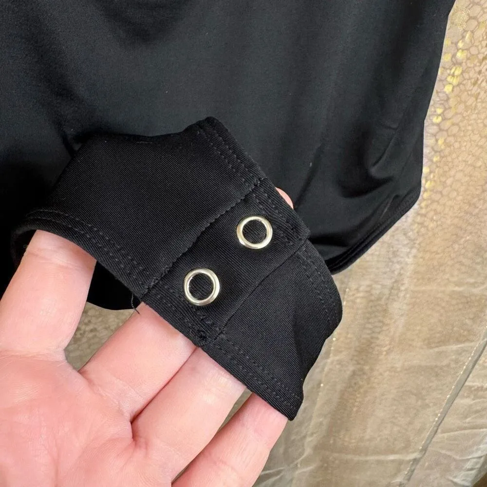 Express Black Cutout Body Contour High Neck Bodysuit Large - Image 5