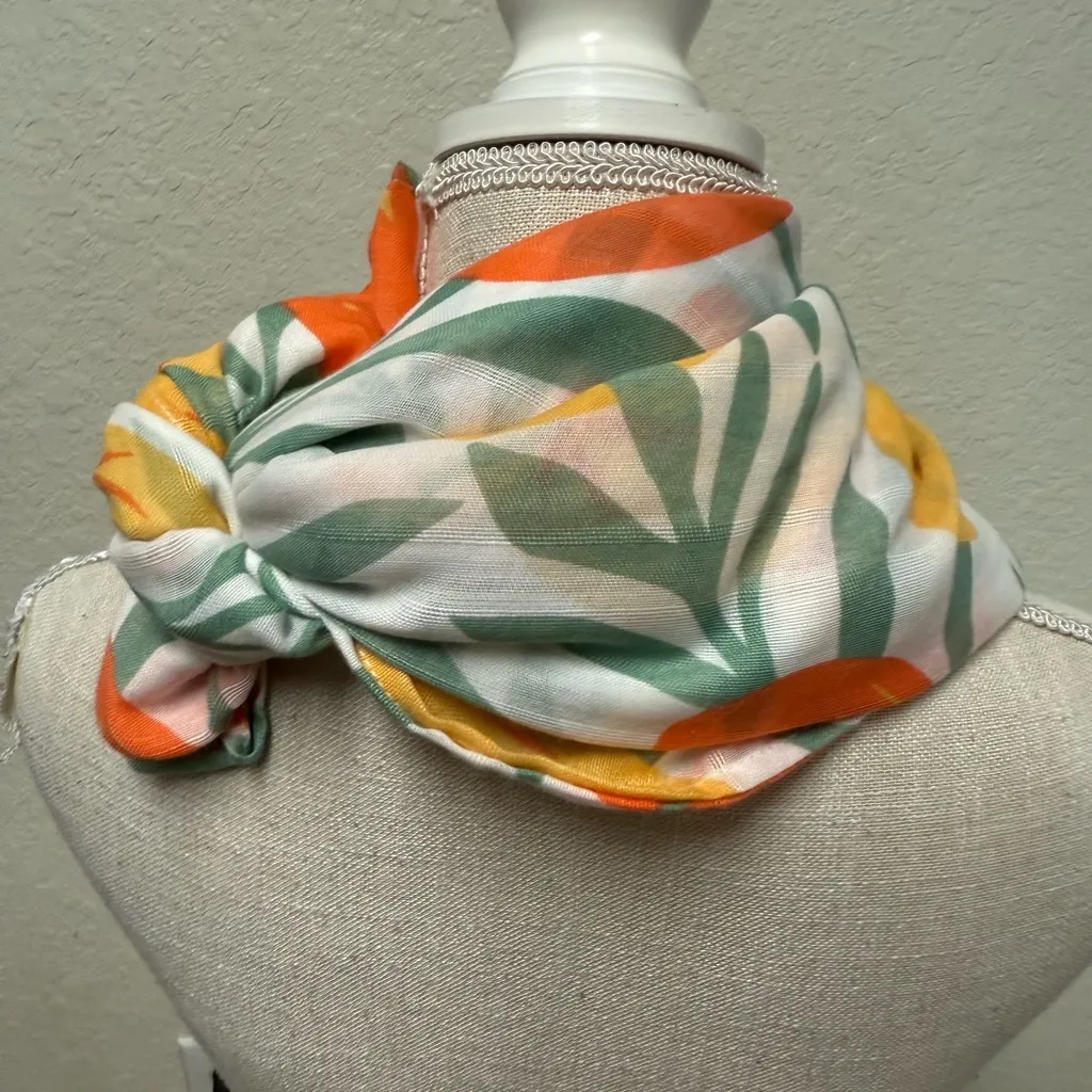 Orange 🍊 Citrus Patterned Scarf Sarong Wrap - Image 2