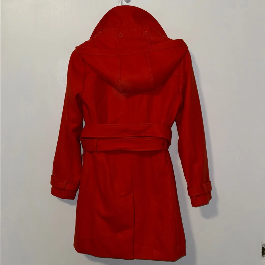 Banana Republic Wool Blend Belted Trench Coat w Removable Hood Orange Women’s XS - Image 7