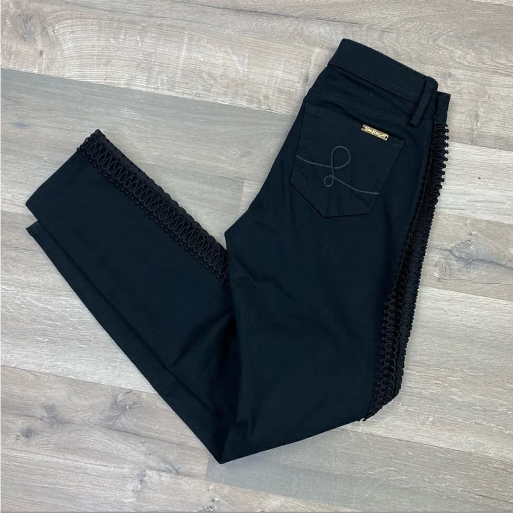 Lilly Pulitzer South Ocean Skinny Jeans‎ Onyx 00 Ribbon Lace Leg - Image 3