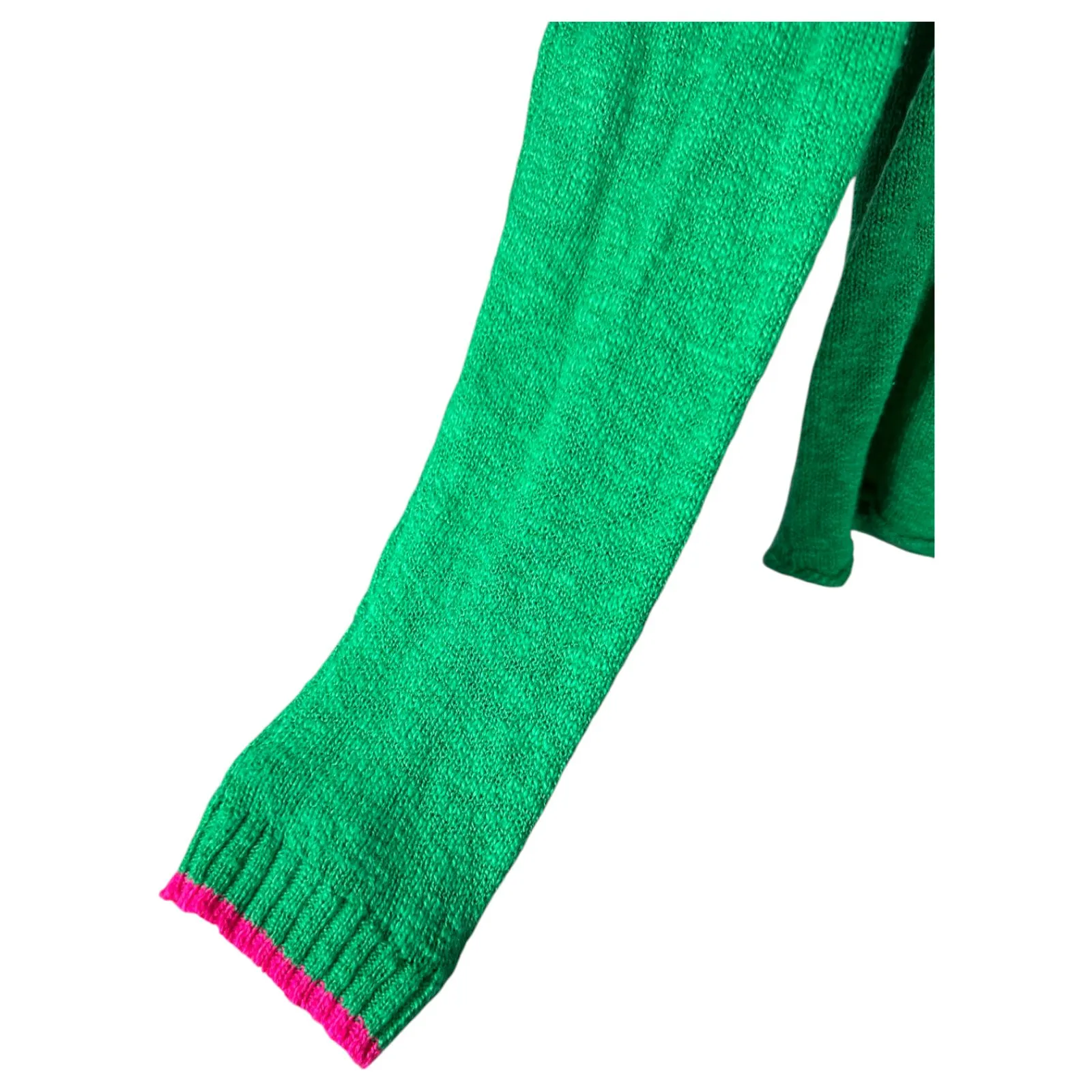 Lilly Pulitzer Pippy Sweater Green Hot Pink Trim Women's Size Small - Image 5