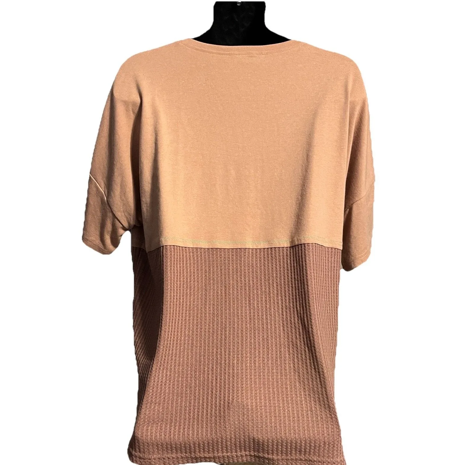 Dokotoo Waffel Knit Two Tone Henley Tunic Top Brown Tan Women's Size Medium NWT - Image 2