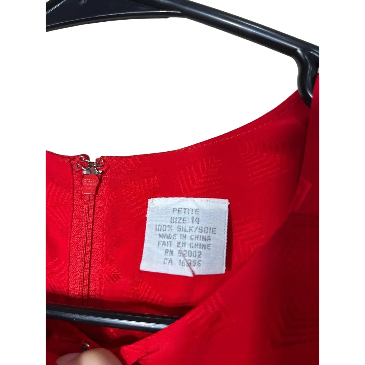 Liz Claiborne Dress Womens Size Petite 14 Red Midi‎ Vintage Silk - Image 7