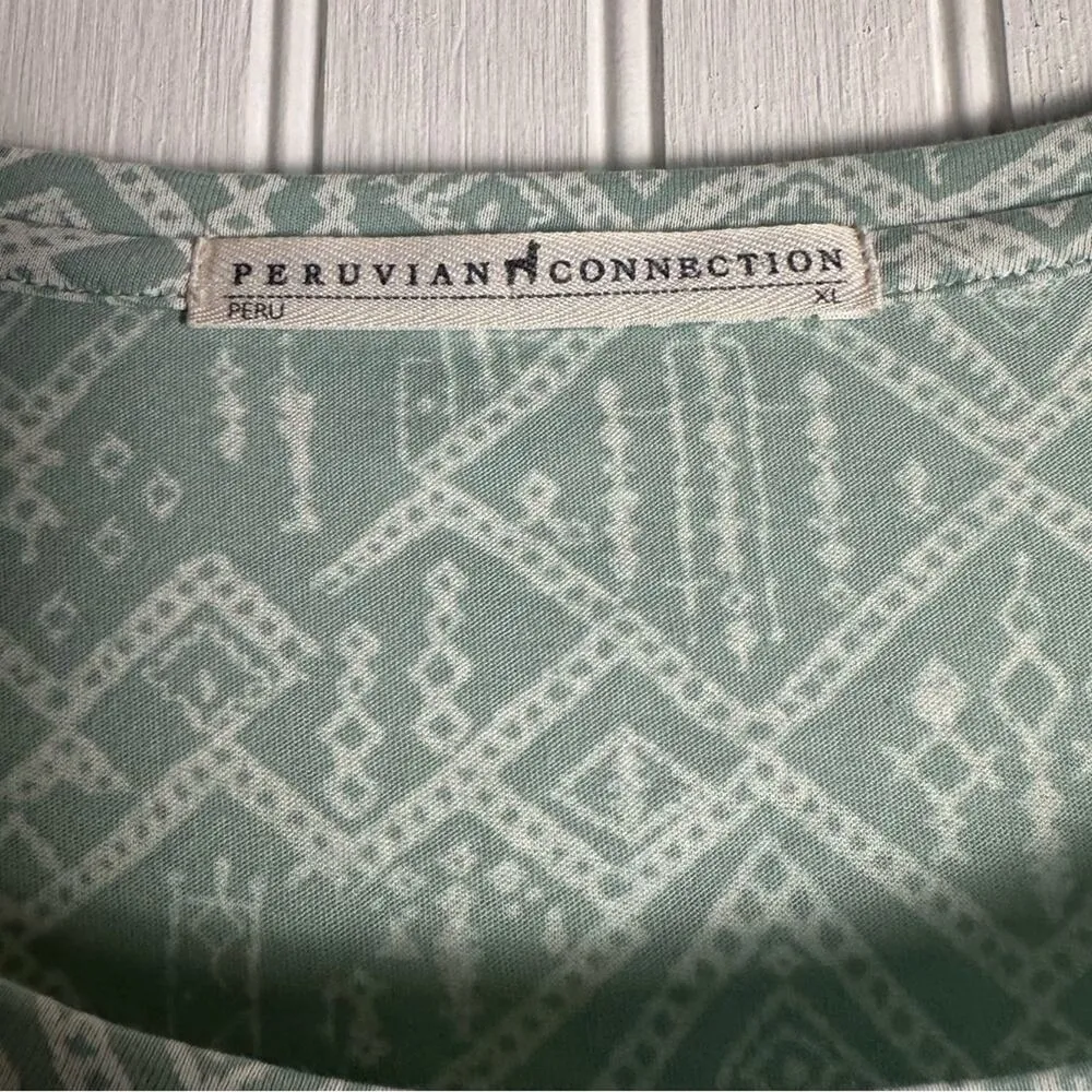 Peruvian Connection Mint Green 3/4 Sleeve Pocket Tee Shirt - Image 3