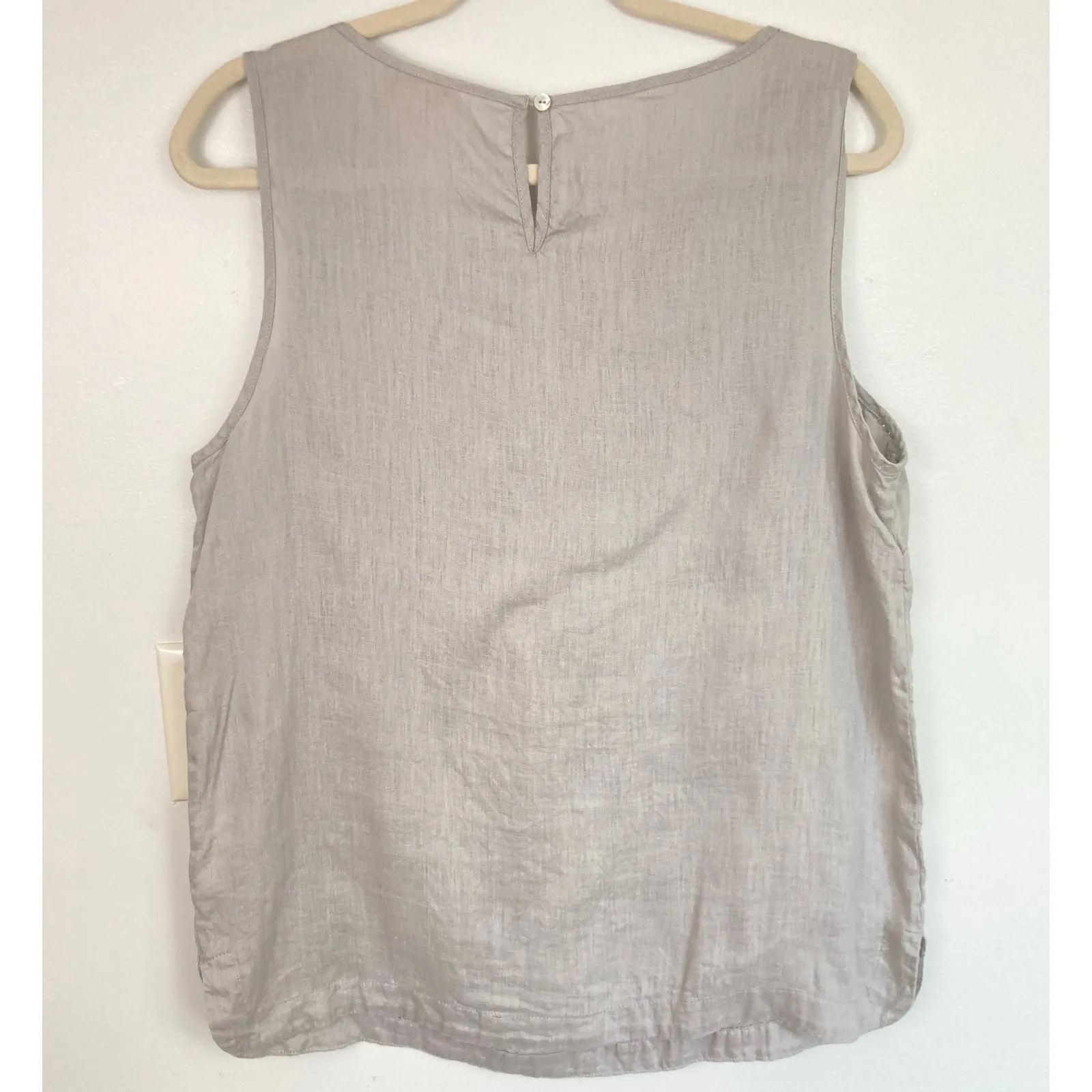 St Tropez West Womens L Gray 100% Linen Allover Embroidered Top Coastal Beachy - Image 2