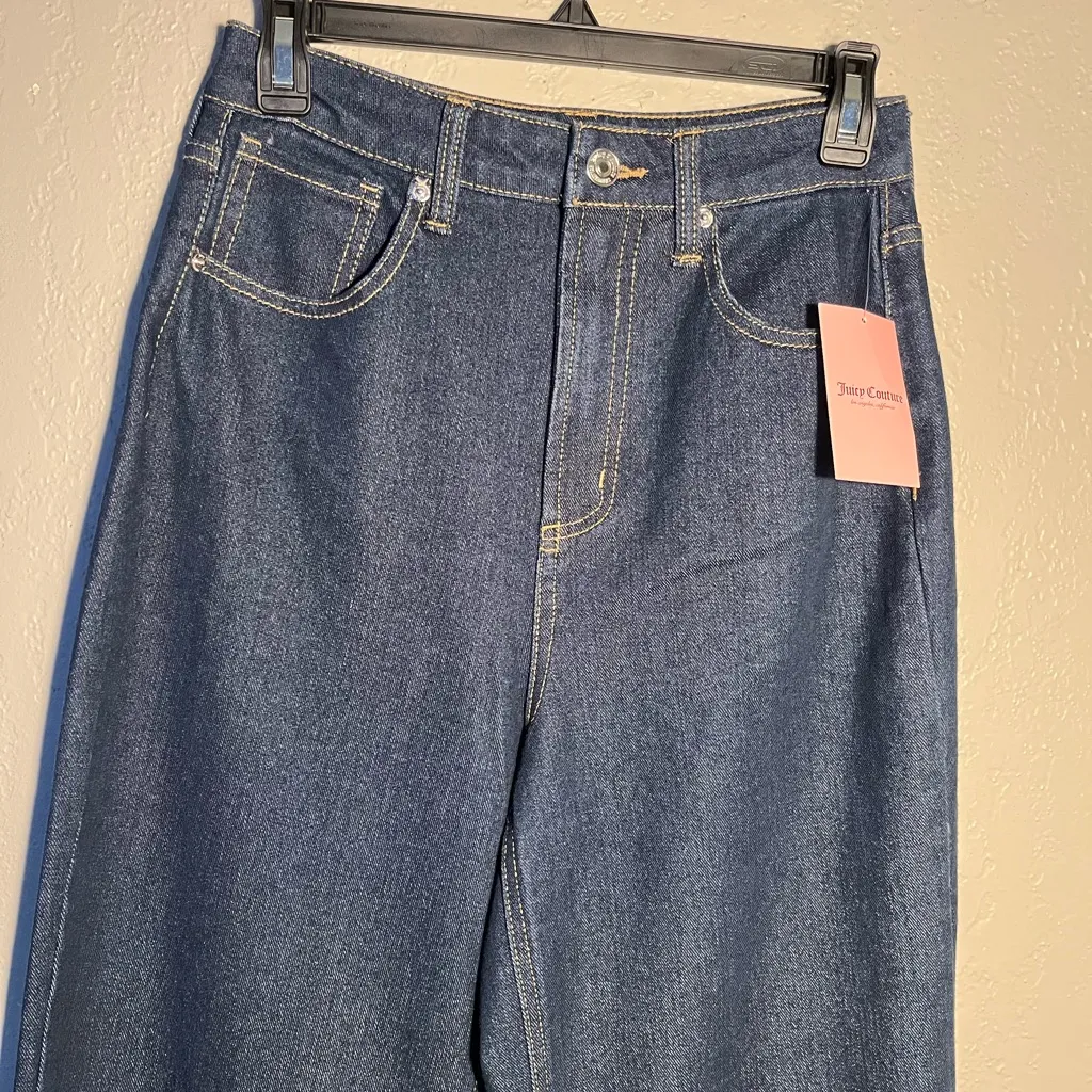 Juicy Couture Blue Wide Leg Jeans NWT Stone Rinse SZ 7/28 Lunita Y2K Pants - Image 3